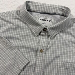 Poncho Mens 3XL Regular Fit Plaid Short Sleeve Button Down Shirt Lightweight EUC